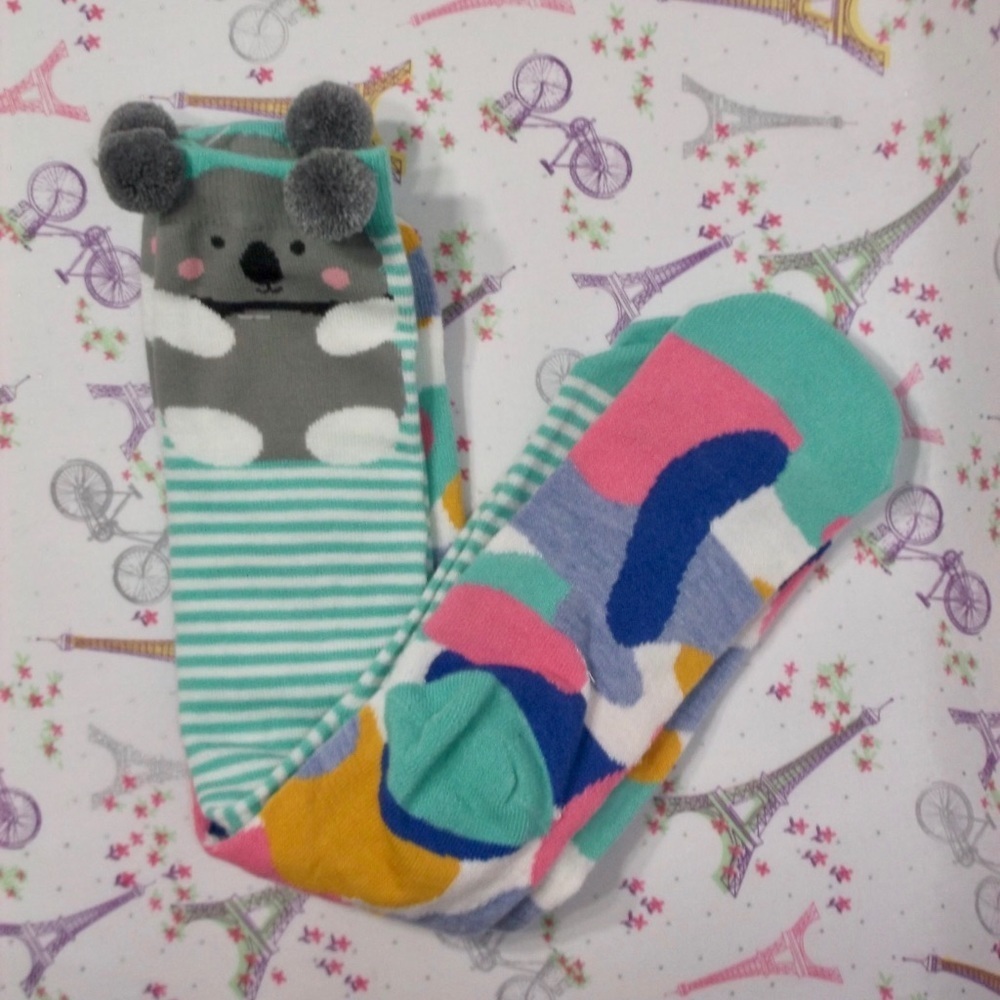Two Pair Koala/Pop Art Knee Highs Sz 5-10